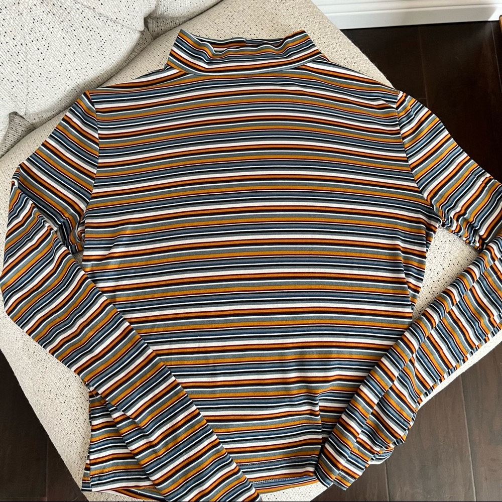 Forever 21 Mock Neck Striped Long Sleeve